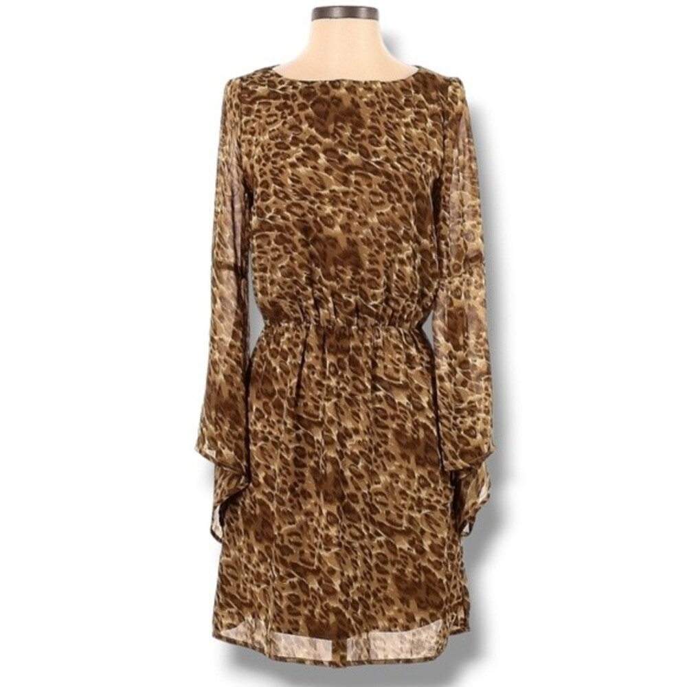 W118 by Walter Baker Dress Size XS‎ Brown Tan Leopard Animal Print Elastic Waist